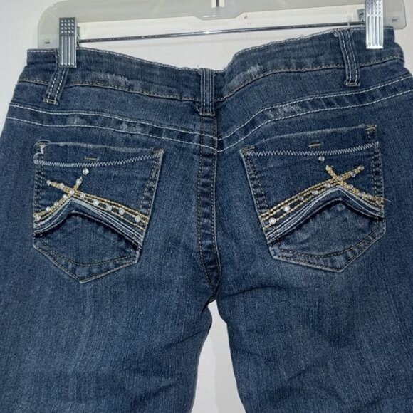 VIP Womens Cropped Denim Jeans Size 7/8 Dark Wash Cotton Blend - Picture 6 of 9